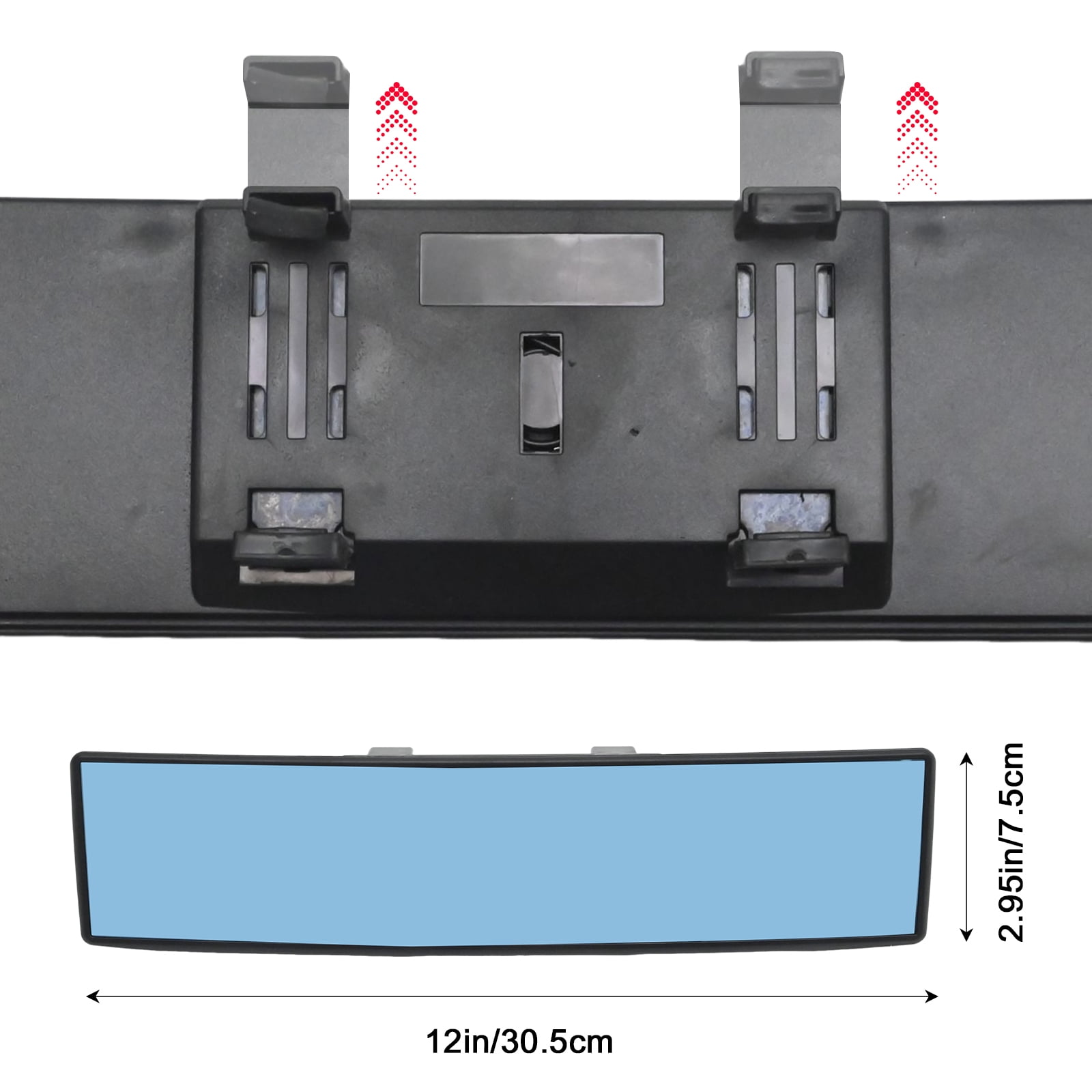 Anxingo Wide-Angle Rear View Mirror, Anti-Glare Interior Mirror for Cars and SUVs-11.8 x 2.8inch(Blue)