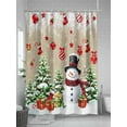 thumbnail image 5 of Christmas Snowman Shower Curtain Set ，Waterproof Fabric Shower Curtains Xmas Tree Socks Ball Red Linen Winter Shower Curtains for Bathroom,Bathroom Decor 60"x72", 5 of 6