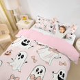 thumbnail image 3 of Homewish Girly Cute Halloween Ghost Bedding,Pink Bow Print Duvet Cover Full,Pink Reversible,3-Piece,1 Duvet Cover and 2 Pillowcases, 3 of 6