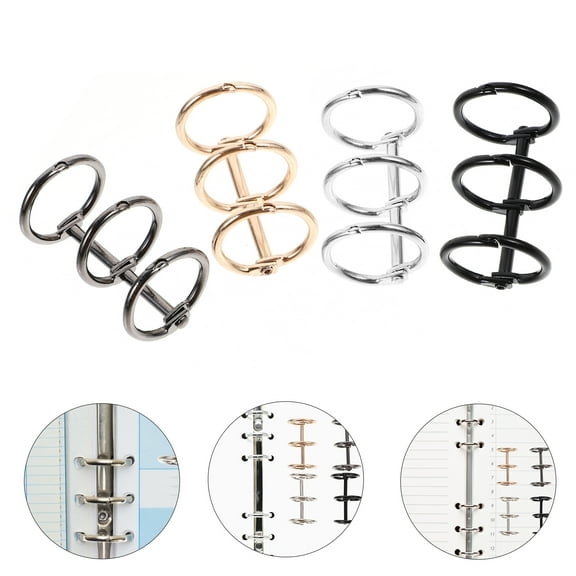 Sparsain 4Pcs 3 Holes Metal Binder Rings for Book Notebook DIY Binder Rings Metal Loose Leaf Rings