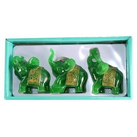 Jade Station - Smiling JuJu Green Jade Elephant Sets Office d?cor
