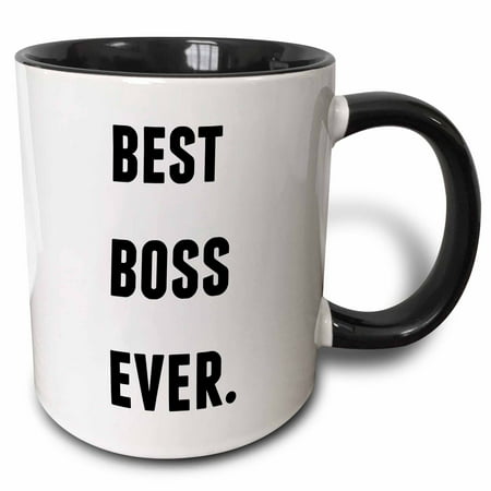 3dRose Best Boss Ever, Black Letters On A White Background, Two Tone Black Mug,