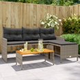 thumbnail image 1 of vidaXL Canapé de Jardin avec Table et Coussins en Forme de L Gris Poly Rotin, 1 of 5