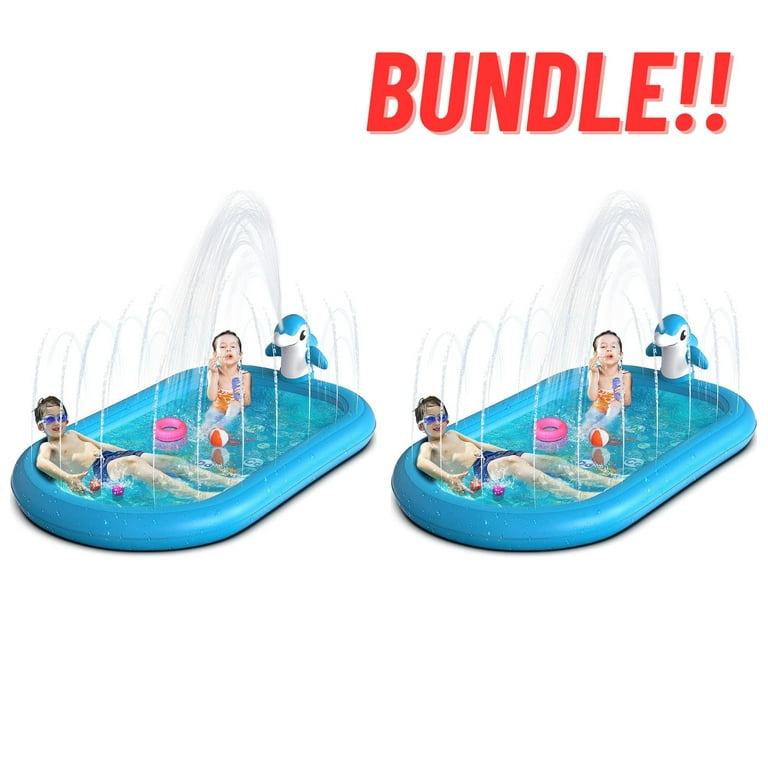 OEVES Sprinkle Splash Play Pool for Kids Outdoor Water Toys Fun for Toddlers Boys Girls Children Outdoor Party Sprinkler Toy Splash Pad Bundle of