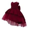 thumbnail image 2 of IBTOM CASTLE Toddler Baby Girls Dress Formal Bowknot Tutu Backless Puffy Tulle Gowns Princess Wedding Baptism Pageant Birthday Party Wear 3-4 Years Wine Red, 2 of 8