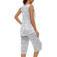 thumbnail image 3 of felwors Women Pajamas Sets Loungewear Soft Sleepwear Two Piece Summer Sleeveless Pjs Tank Top Pants with Pocket S-3XL Grey, S, 3 of 6