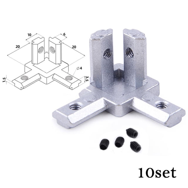 3 Way Corner Joint Bracket Connector 2020 Aluminium Extrusion Profile Slot Silver