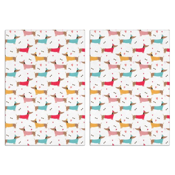 2 Pcs Funny Kitchen Towels,Colorful Funny Dachshund Microfiber Dish Towels,Kitchen Tea Towels,Kitchen Towel Set (18" X 26")