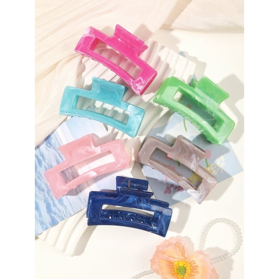7 Pcs Big Hair Claw Clips 3.4" Non-slip Big Square Matte for Women Girls, Strong Hold Banana Clips for Thick Thin Hair