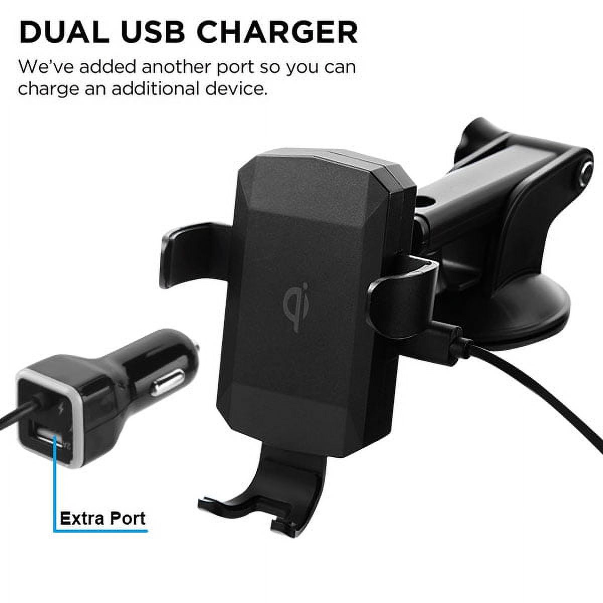 2-in-1 Wireless Charger and Suction Base Phone Mount for iPhone 12 Pro Max, 12, 12 Mini, 12 Pro, SE (2020), 11 Pro Max, 11 Pro, iPhone 11, Xs Max, Xs, Xs Plus, XR, X, 8, 8 Plus (Black) - image 2 of 7
