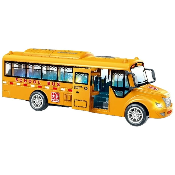 Autobús escolar de juguete, modelo de autobús de simulación con sonidos y luces para niños.