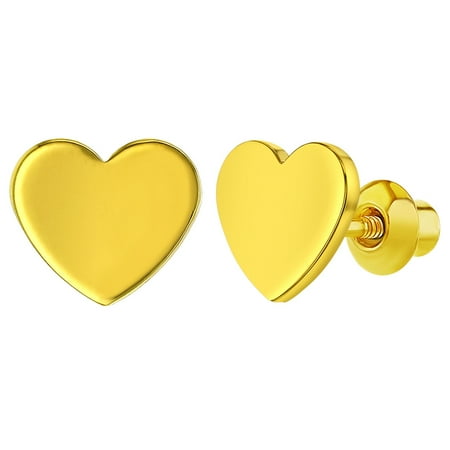18k Gold Plated Plain Heart Back Safety Earrings Baby 18k Gold Plated Plain Heart Back Safety Earrings Baby