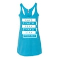 thumbnail image 2 of Wild Bobby Have Faith Pray Hard Stay Humble Inspirational/Christian Women Tri-Blend Racerback Tank Top, Vintage Turquoise, X-Large, 2 of 6