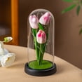 thumbnail image 3 of LED Lamp Flower Night Light Handmade Light Up In Glass Dome Table Lamp Ornaments Desktop Battery Operated, 3 of 5