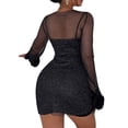 thumbnail image 3 of Robe Moulante à Paillettes Scintillantes pour Femme, Mini-Robe à Col en V, Robe Longue Scintillante pour Cocktail et Fête, Robe Midi de Boîte de Nuit, 3 of 7