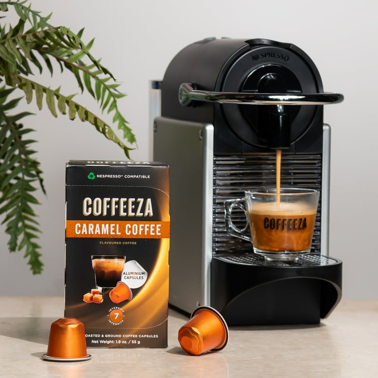 Coffeeza Flavored Coffee Pod Variety Pack of 3 French Vanilla Hazelnut Caramel 100 Arabica Coffee Nespresso Compatible Coffee Pods Box of 3 30 Capsules Walmart