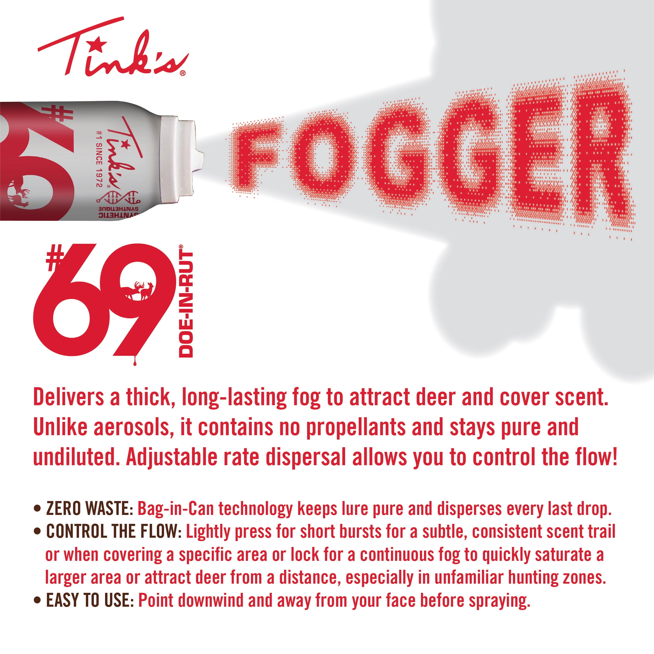 Tink's #69 Doe-In-Rut Estrous Doe Urine Synthetic Hot Shot Fogger 5 oz.