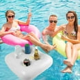 thumbnail image 1 of Porte-boisson Flottant Gonflable pour Fête à la Piscine, Plateau à Gobelets en PVC avec 4 Compartiments de Rangement pour Boissons, Conception Portable Réutilisable pour la Natation, le Spa, la Plage et l'Extérieur - Format 46x46x10 cm, 1 of 6