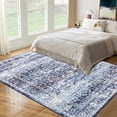 thumbnail image 3 of FairOnly 8'x10'Vintage Distressed Floral Printed Area Rug for Living Room Non Slip Soft Indoor Floor Rugs Ultra Thin Big Carpet for Family Room，Blue, 3 of 7