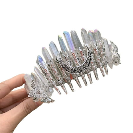 

HOTYA Quartz Tiaras Crown Headband for Raw Crystal Hair Hoop Decorative Bridal Headpie