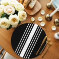 thumbnail image 2 of Black White Stripe Round Placemats Set of 4 for Dinning Tables,Heat-proof Braided Table Mats 13 Inch,Modern Rustic Vertical Striped Washable Place Mat for Kitchen Restaurant Party Decor Table Setting, 2 of 9