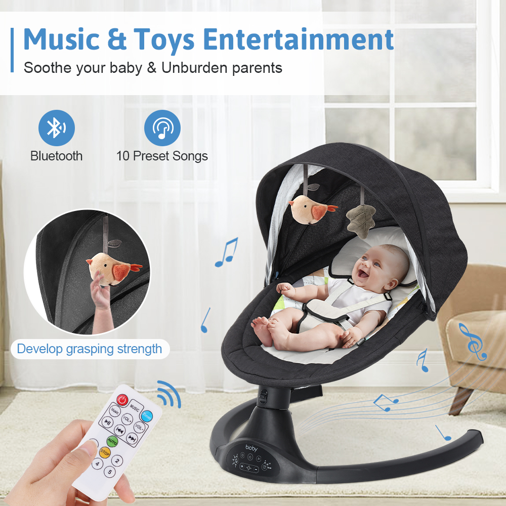 Caveen Electric Baby Swing with Bluetooth Music, Black photo 4
