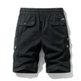 thumbnail image 4 of Men's Heavy-Duty Multi-Pocket Cargo Shorts, Outdoor Beach Work Short Pants with Quick-Dry Fabric & Reinforced Hem ,Black M, 4 of 5