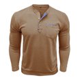 thumbnail image 5 of Tisuna Mens Fall T-Shirts Stretch Henley Neck Tops Men Solid Shirts For Workout Gym Size S, 5 of 7