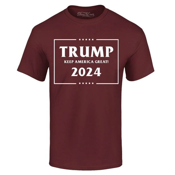 Shop4Ever Men's Trump Keep America Great 2024 Graphic T-shirt Large Maroon