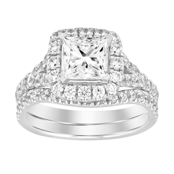 Bellano Women's Semi Mount Bridal Set 1.00Ct Round Diamond 14K White Gold