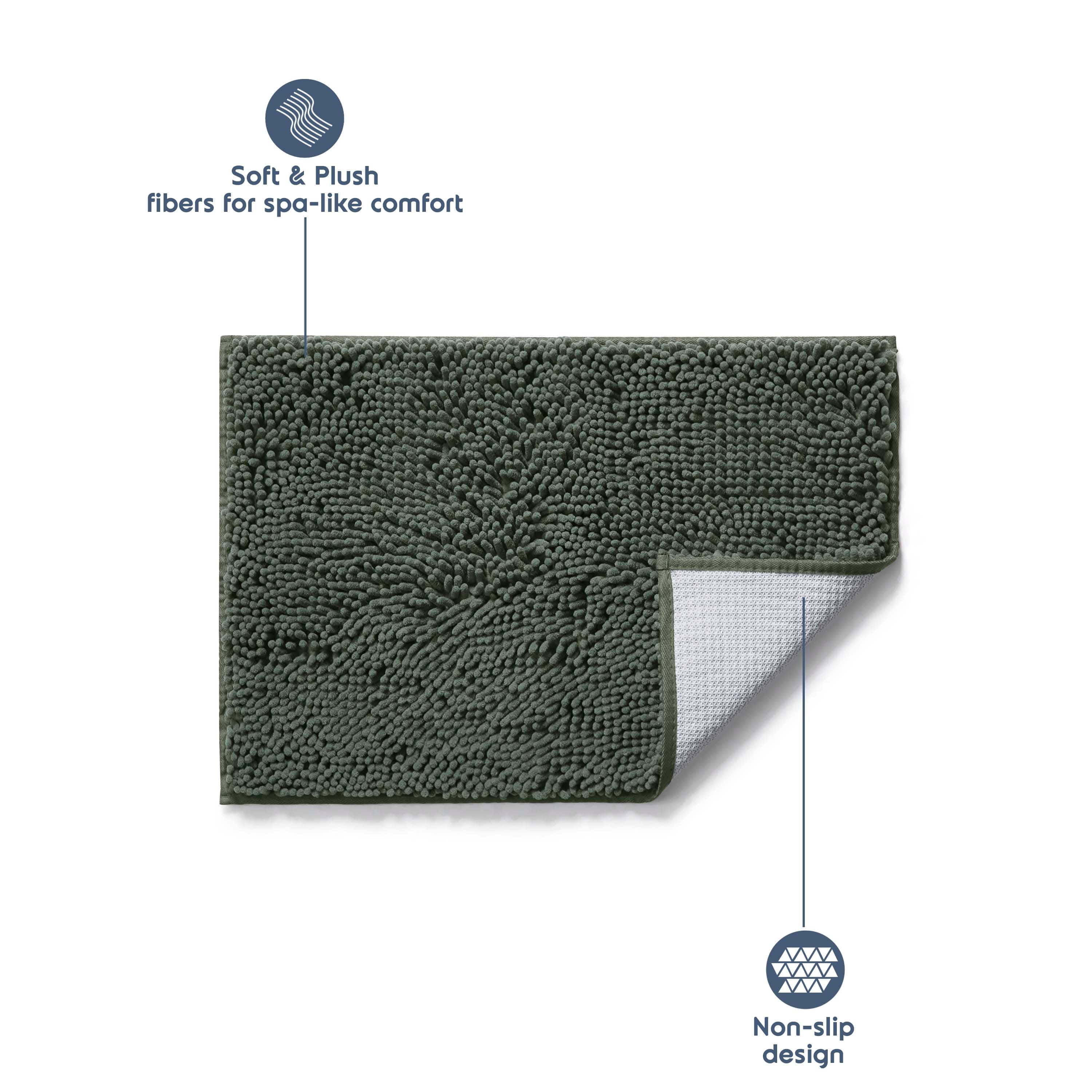 LammaLoe Bath Rug, Chenille Bathroom Rug, Absorbant Bath Mat For Bathroom Decor, Shower Mat 17x24 & 20x32 Pack