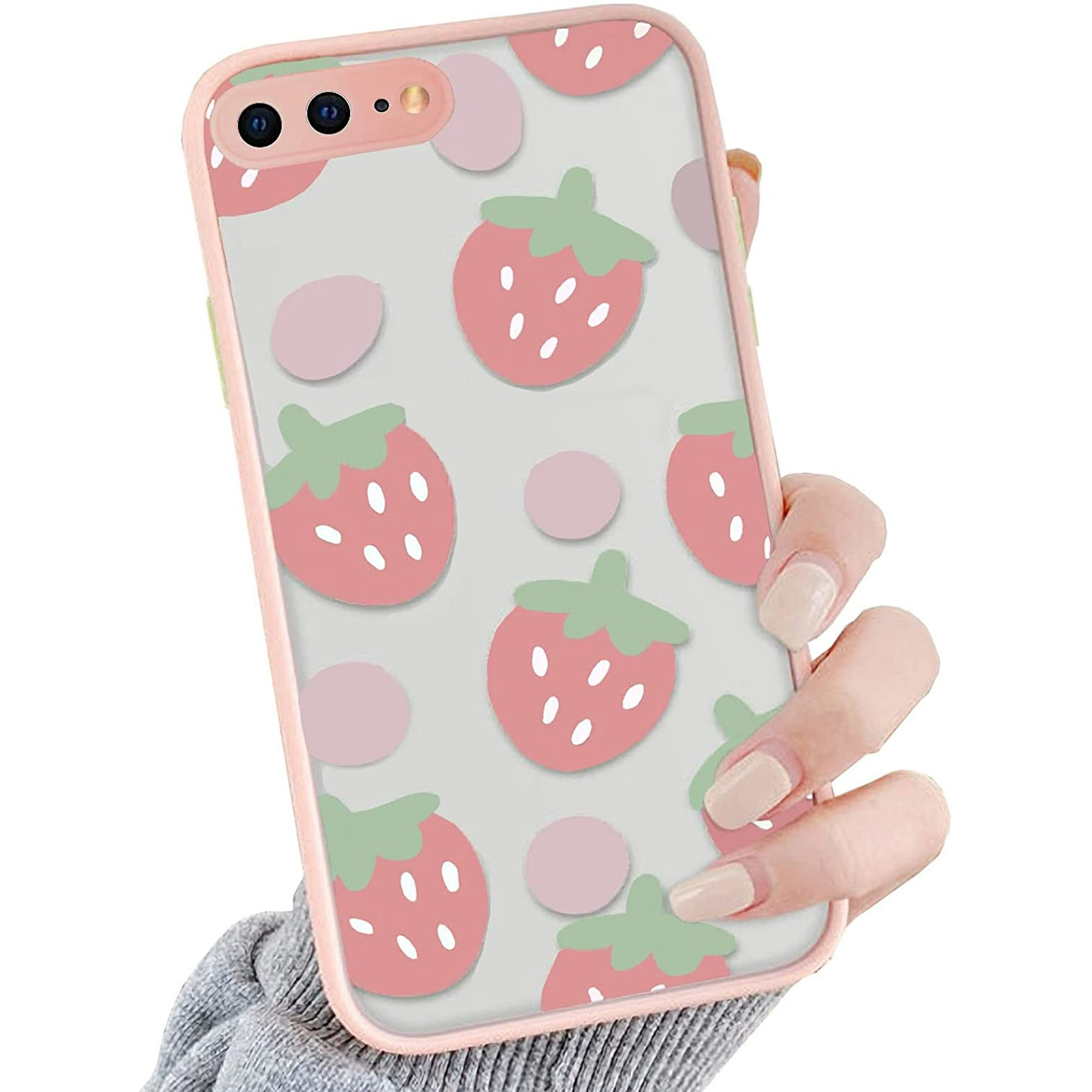 Iphone Iphone Se Case Clear Design Cute Pink Iphone 7 8 Case For Girls Women 3d Strawberries Slim Fit Shockproof Pc Back And Soft Tpu Bumper Protective Case For Iphone Se