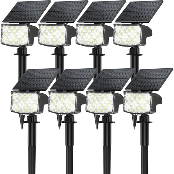 Solar Spot Lights Outdoor, 8 Pack, 3 Modes, Adjustable Landscape Solar Lights, IP65 Waterproof for Walkway, Yard, Garden, Driveway Security-Cool White