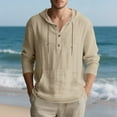 thumbnail image 2 of BLCHUNen Long Sleeve Shirts for Men Pullover Button Loose Breathable Lightweight Quick Drying Casual Beach Relaxed Fall Tops, 2 of 9