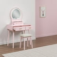 thumbnail image 5 of Anvy Vanity Desk Set with Mirror and Stool- 4 Drawers- Pink Wood, 5 of 5
