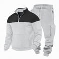 thumbnail image 2 of Ccpelsie Quarter Zip Sweatsuits for Men 2 Piece Sweatshirts Men's Jogging Tracksuit Set Casual Athletic Long Sleeve Outfit Pullover Suit Set(A01-Light Gray,XL), 2 of 6
