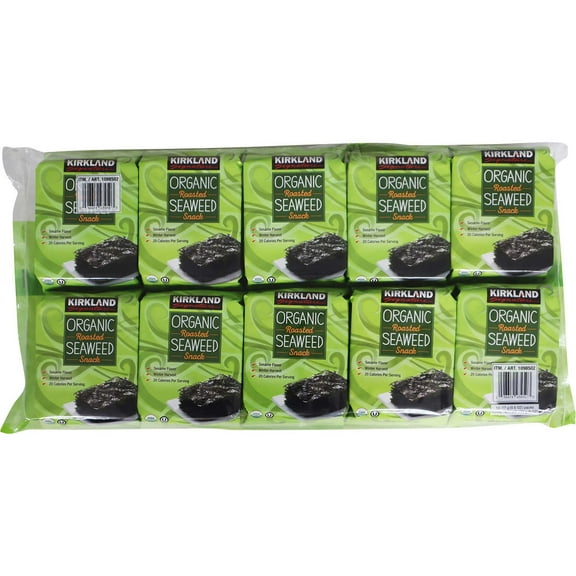 Kirkland Signature Organic Roasted Seaweed Snack, Sesame, 0.60 oz, 10 ct