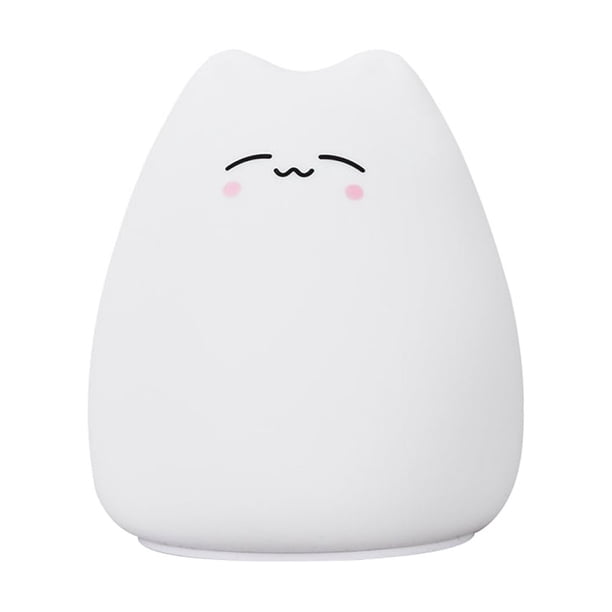 Lámpara de noche de silicona con forma de gato, creativa, con dibujos animados, con luz LED colorida y cambiante, con sensor táctil, para dormitorio infantil, sin pilas (gato inteligente)