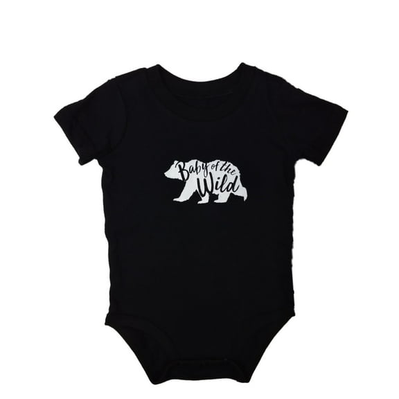 Infant Boys Black Baby Of The Wild Bodysuit Grizzly Bear Creeper Shirt 3m