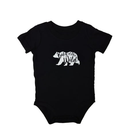 

Infant Boys Black Baby Of The Wild Bodysuit Grizzly Bear Creeper Shirt 3m
