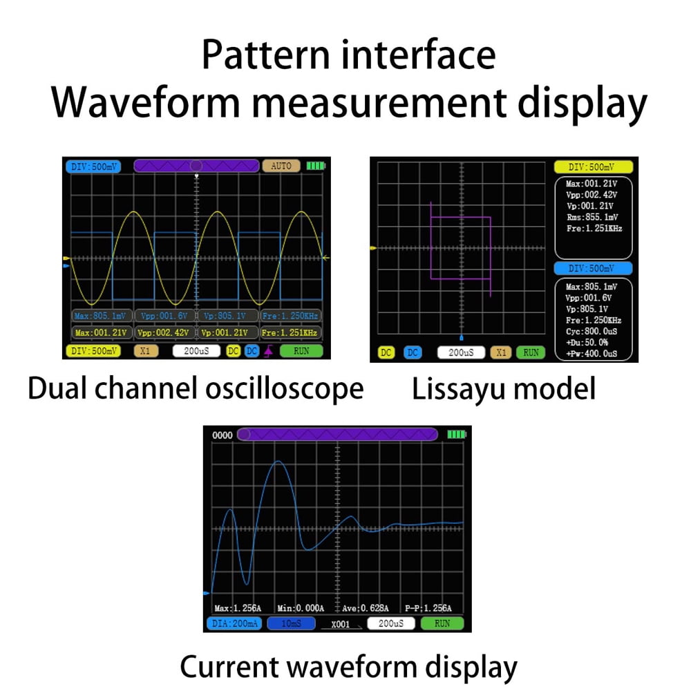 Oscilloscope,Portable Lissajous Patterns 6a 50m Rate Cousopo Dual-channel 10m Handheld Tool Lissajous Havou Dual-channel 10m 50m Dsfen