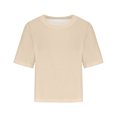 thumbnail image 4 of Cotton Tshirts for Women Drop Shoulder Round Neck Oversized Crop Tops Workout Tops Tees, 4 of 6
