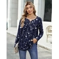 thumbnail image 4 of Zeagoo Womens Tops Dressy Casual Beach Vacation Clothes for Women Business Casual Long Shirts V Neck Tee Shirt Ladies Top and Blouses Ethnic Style, 4 of 7