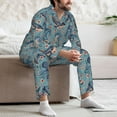 thumbnail image 7 of Naloa Underwater Animals and Flowers Men’s Pajamas Set - Long Sleeve Button Down Sleep Shirt and Pajama Bottoms Sleepwear Set-X-Large, 7 of 7