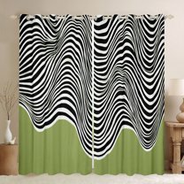 Homewish Fashion Abstract Artwork Curtains Pack of 2 (42x84 Each), Chic Stripe Waves Curtains Blackout, Teens Adult Men Women Bedroom Curtains, Curtains and Drapes Room Decor