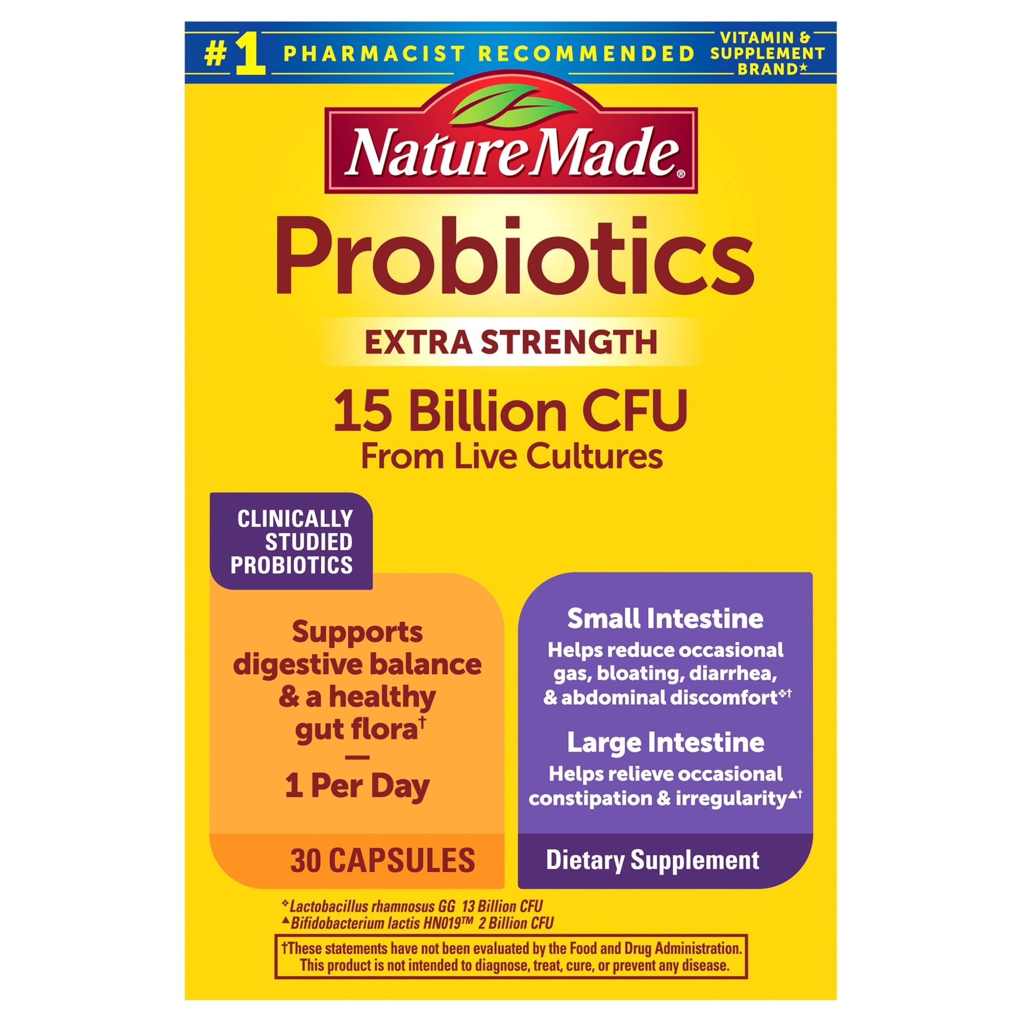 Nature Made Digestive Probiotics Advanced Dual Action Capsules, 30 Count