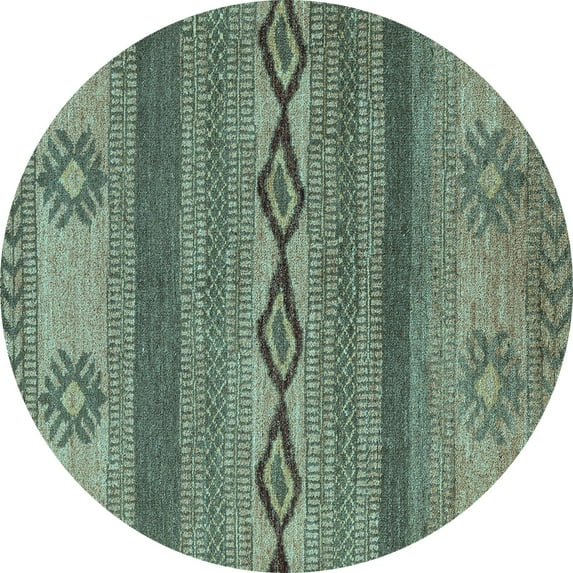 Ahgly Company Indoor Round Abstract Light Blue Modern Area Rugs, 3' Round