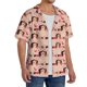 thumbnail image 2 of Balery Dachshund Couple Camisa Casual de Manga Corta con Botones para Hombre, Texturizada, Estilo Cubano, para Playa, Verano-4X-Large, 2 of 5