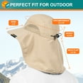 thumbnail image 4 of SUN CUBE Wide Brim Sun Hat with Neck Flap, Fishing Hiking for Men Women Safari, Neck Cover for Outdoor Sun Protection UPF50+ | Khaki Tan, 4 of 8