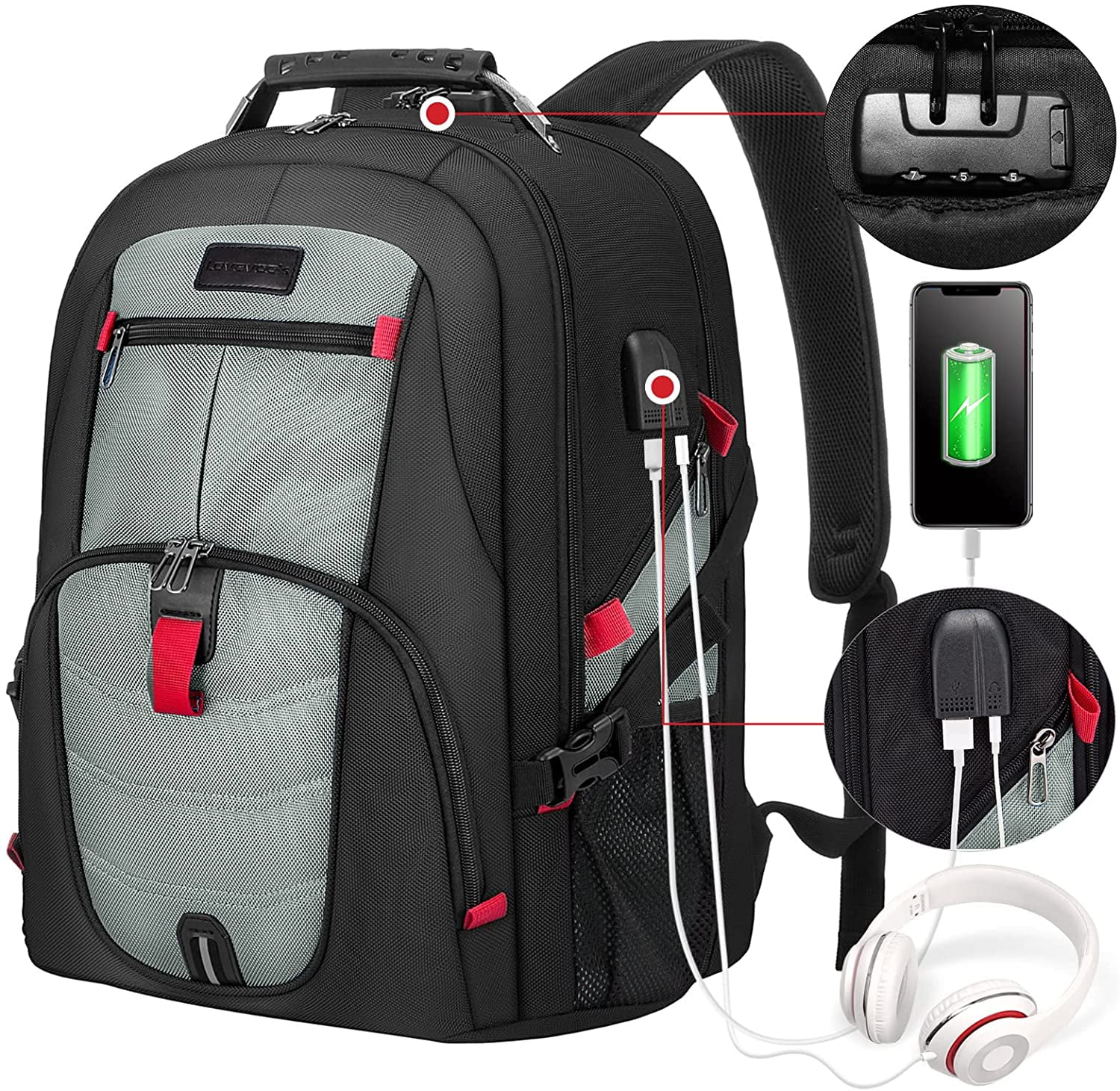 Lovevook Men Travel Bag 17 inch, Waterproof Laptop Philippines Ubuy